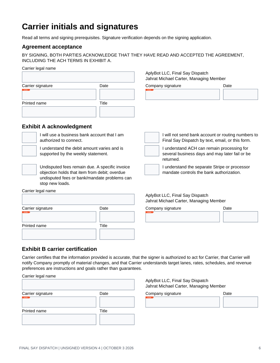 Original generic v4 agreement layout, page 6 of 15