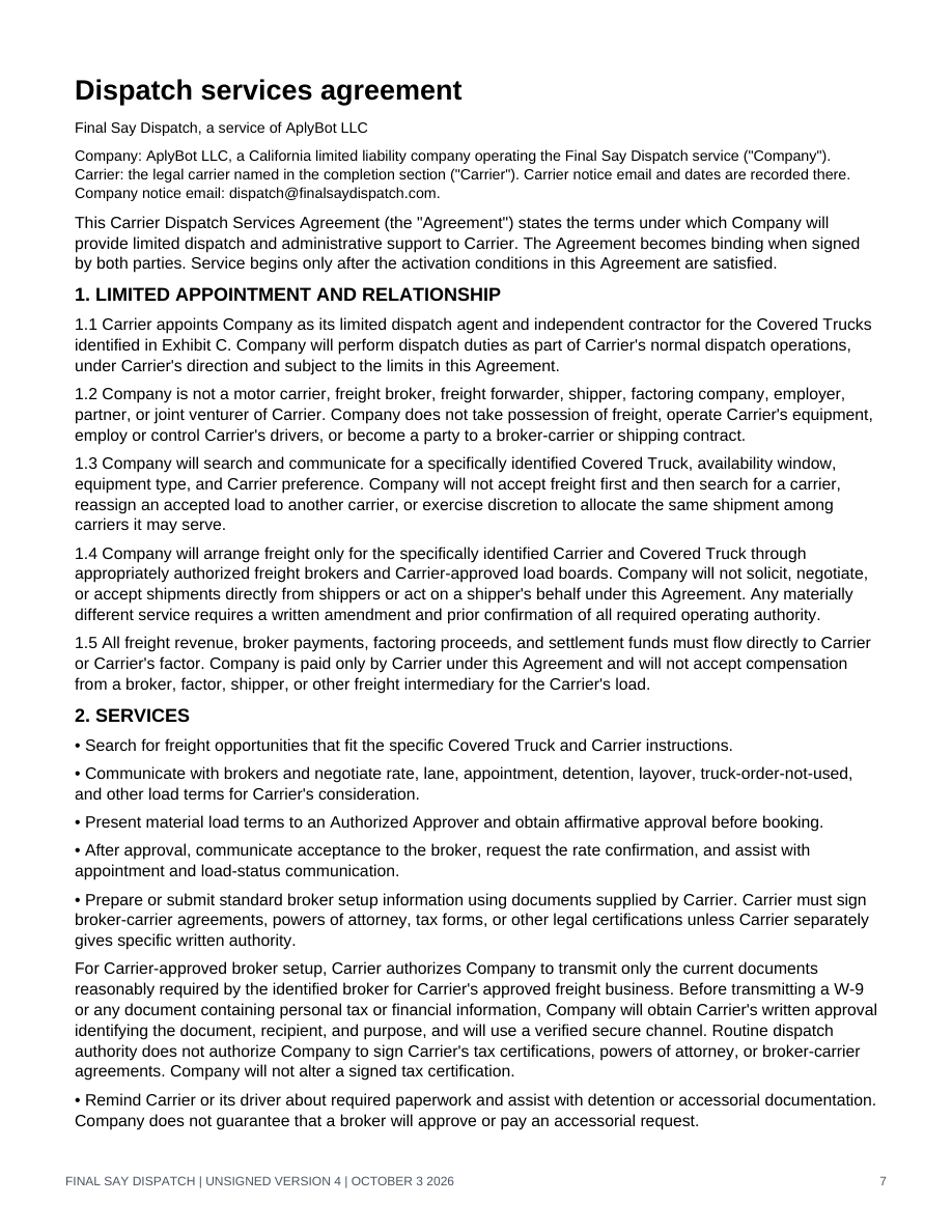 Original generic v4 agreement layout, page 7 of 15